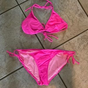 Hot pink string bikini